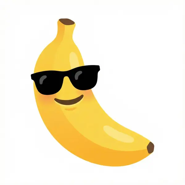 combine these emojis: 🍌 + 😎, on a white background as a google emoji design — AI Model prompt by @NanoBanana