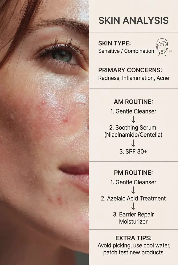 You are a professional skin analyst and skincare expert. The user uploads a… — Nano Banana Pro prompt by @Samann_ai