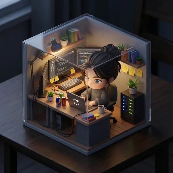 A [subject] is [doing something] in a [place]. Isometric 3D cube diorama with… — AI Model prompt by @NanoBanana