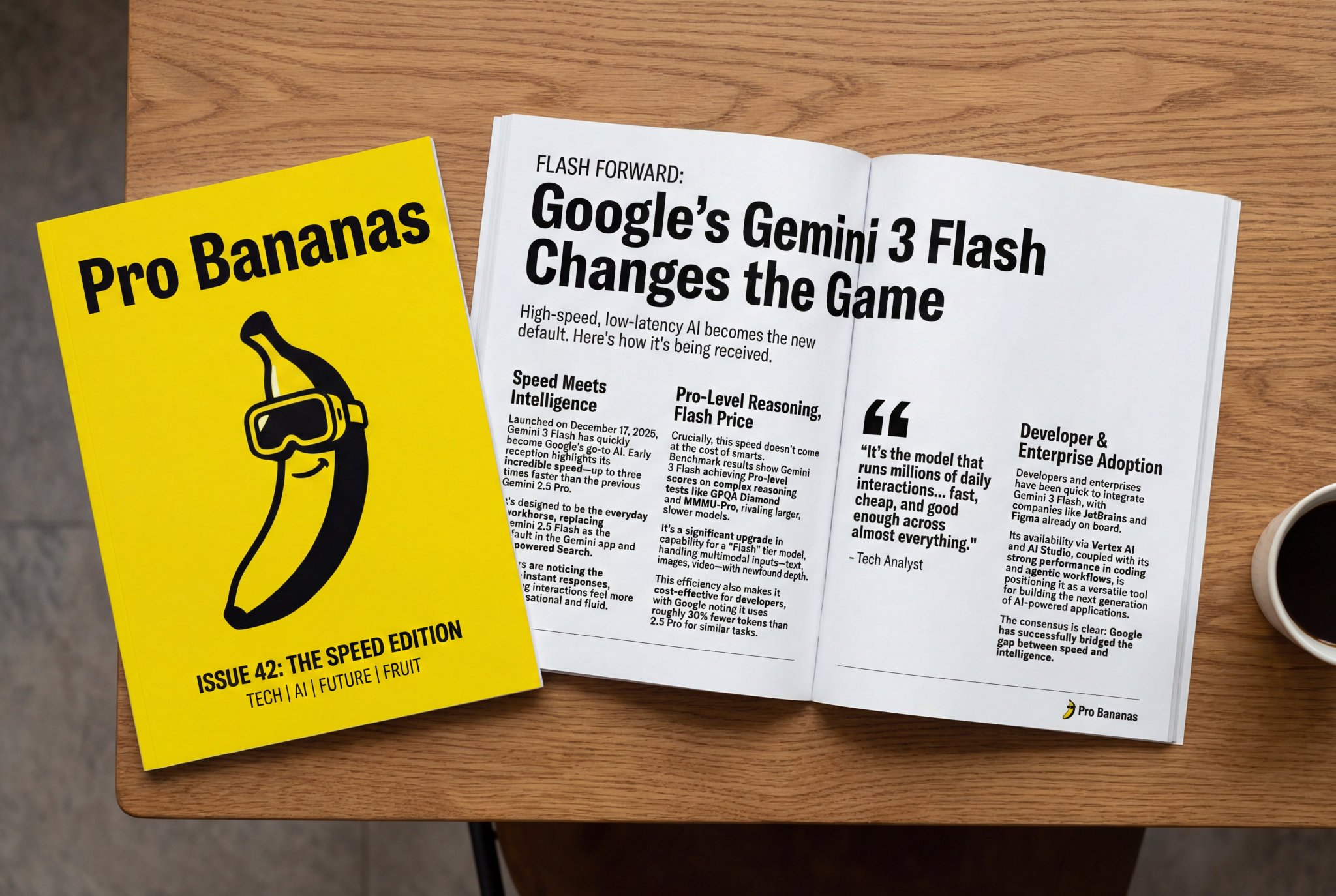 Use search to find how the Gemini 3 Flash launch has been received. Use this… — AI-generated image by @NanoBanana using Nano Banana Pro