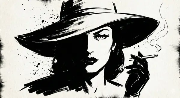 A high-contrast ink noir portrait of [SUBJECT], illustrated entirely with… — Nano Banana Pro prompt by @aleenaamiir