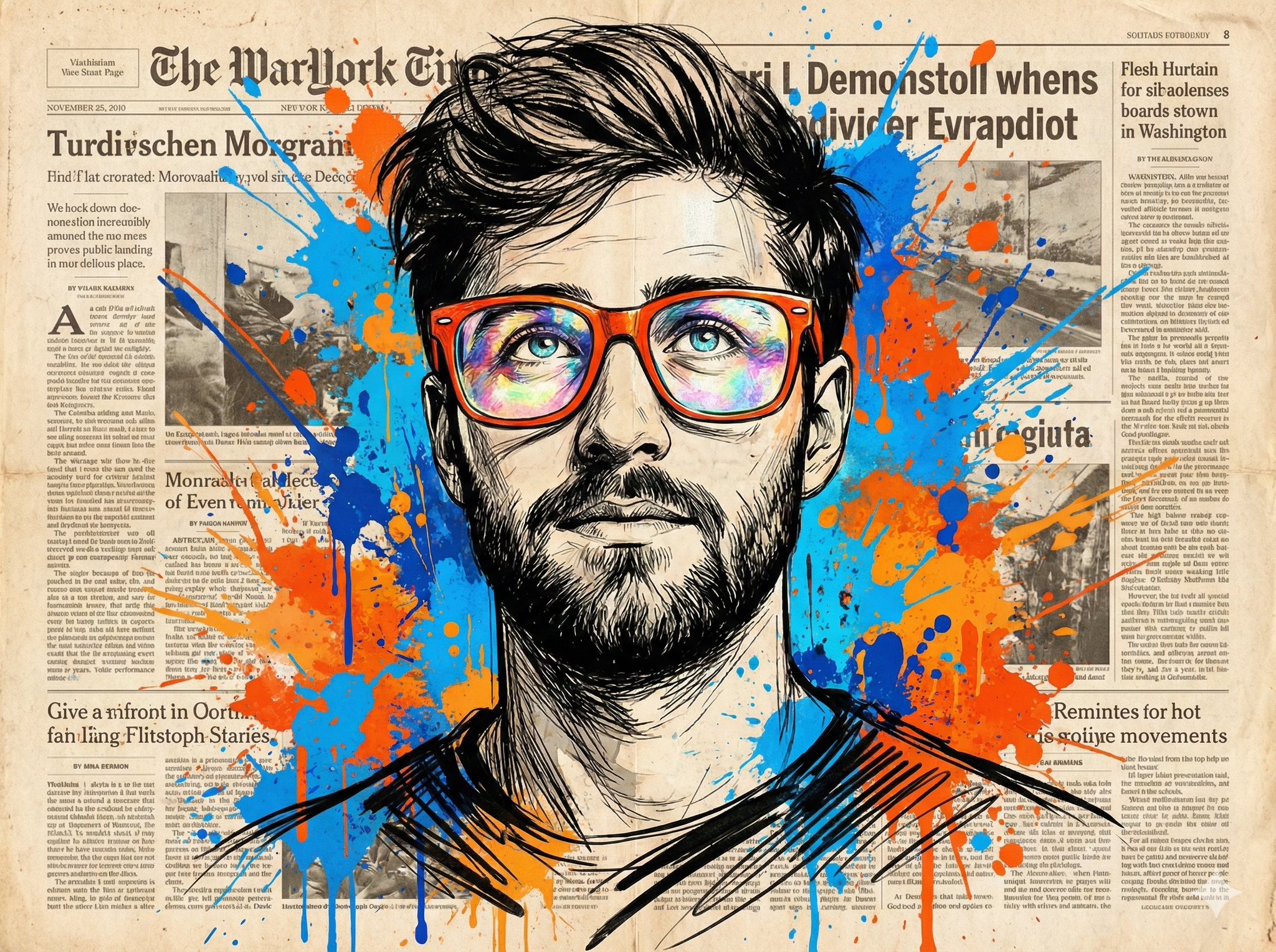 Vibrant expressive portrait of a man looking upwards with wonder, wearing… — AI-generated image by @Sheldon056 using Nano Banana Pro