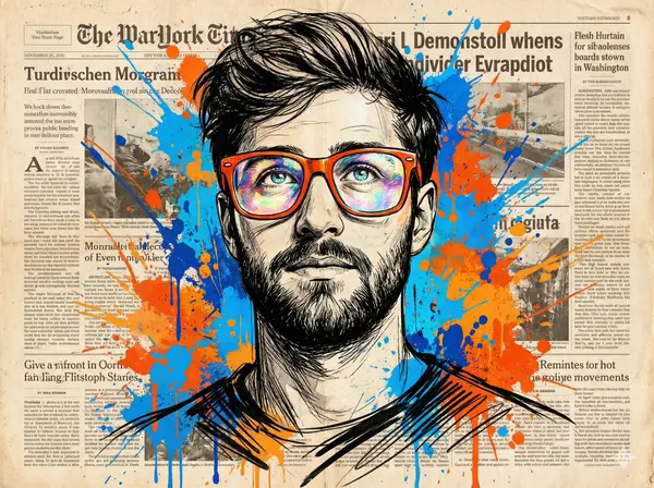 Vibrant expressive portrait of a man looking upwards with wonder, wearing… — Nano Banana Pro prompt by @Sheldon056