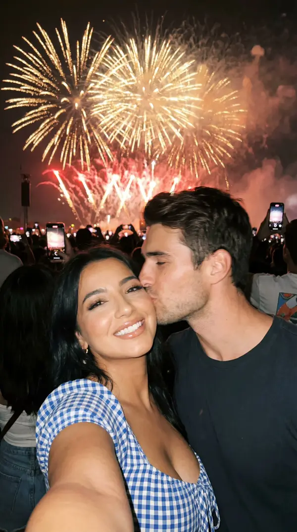A photorealistic candid couple selfie at a crowded night festival with large… — Nano Banana Pro prompt by @astronomerozge1
