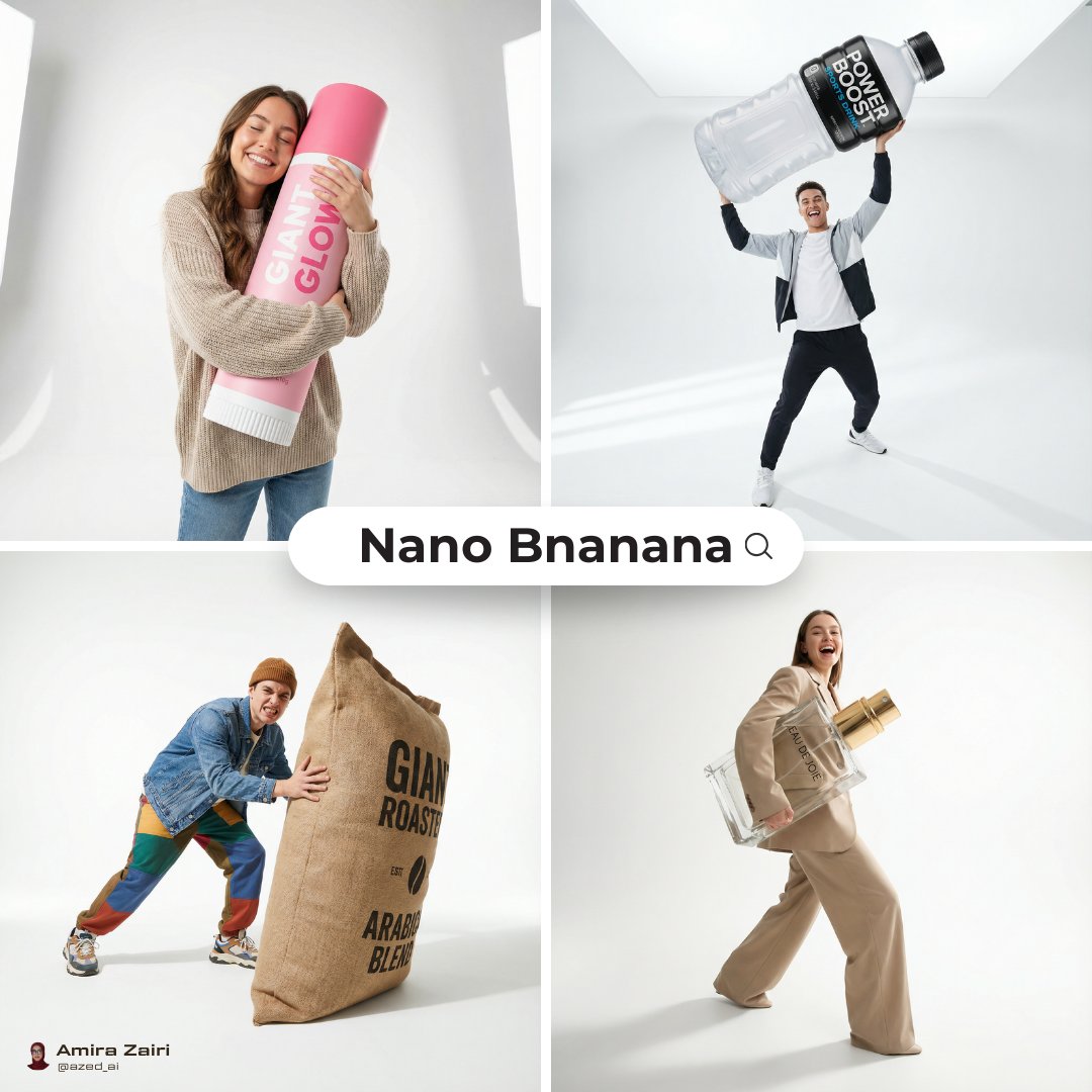[person], [pose], oversized product in the attached image as the main hero… — AI-generated image by @azed_ai using Nano Banana Pro
