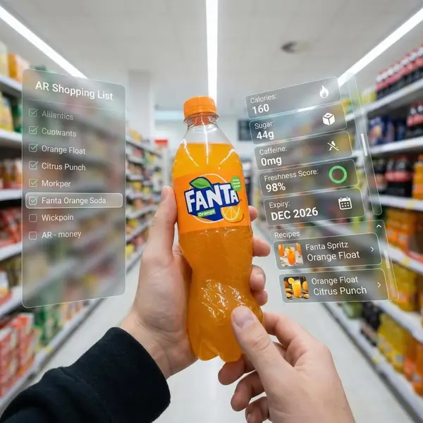 First-person perspective inside a brightly lit supermarket aisle. Realistic… — Nano Banana Pro prompt by @oggii_0