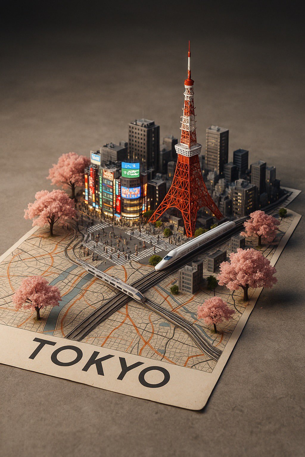 A street-style map of {CITY_NAME} placed on a {MAP_SURFACE}, with a… — AI-generated image by @Sheldon056 using Nano Banana Pro