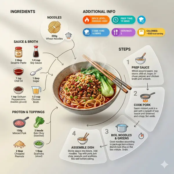 Ultra-clean modern recipe infographic. Showcase Noodles in a visually appealing… — Nano Banana Pro prompt by @Strength04_X