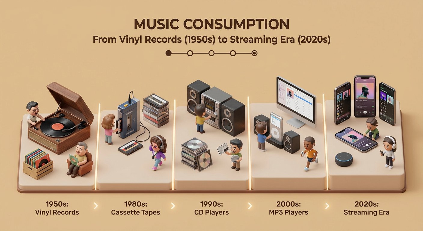 Create a clean isometric miniature 3D diorama visualizing the evolution of… — AI-generated image by @aleenaamiir using Nano Banana Pro