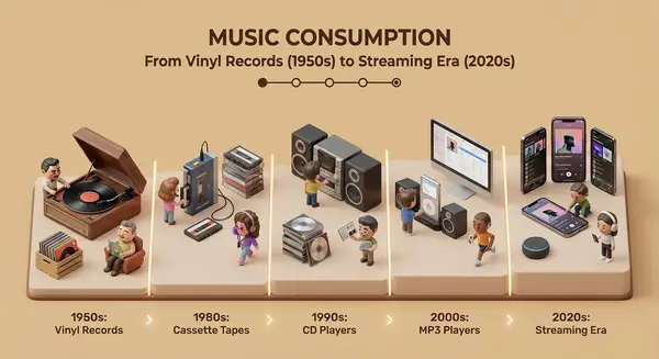 Create a clean isometric miniature 3D diorama visualizing the evolution of… — Nano Banana Pro prompt by @aleenaamiir