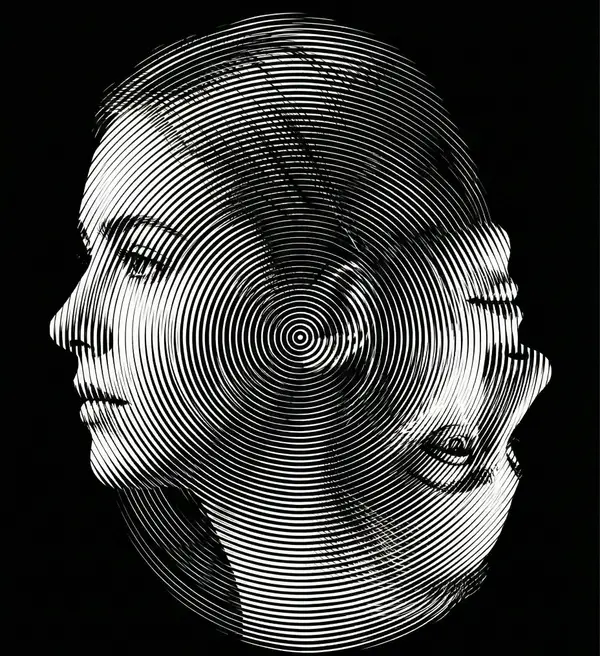 Create a dual-orientation optical illusion portrait. When viewed in normal… — Nano Banana Pro prompt by @kaanakz