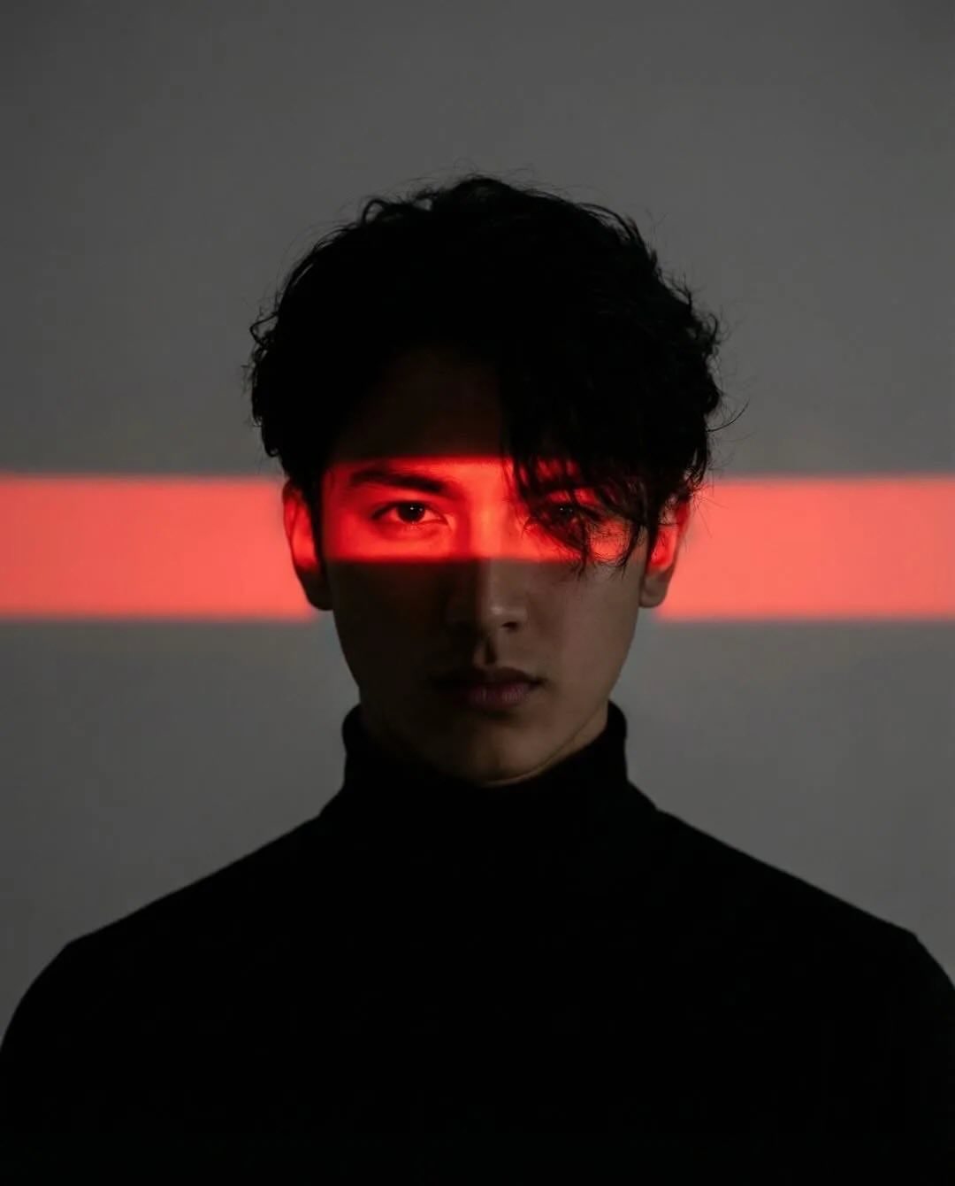 Cinematic studio portrait of a young man with messy textured hair, wearing a… — AI-generated image by @Kashberg_0 using Nano Banana Pro