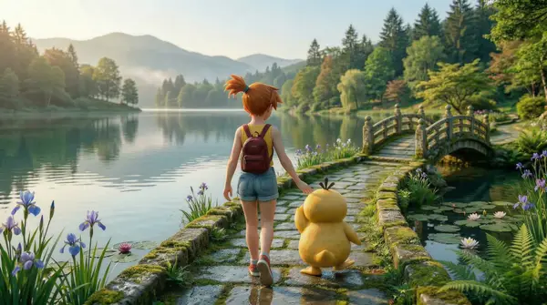 back view of [character] walking with [pokemon], 3d render change it to… — Nano Banana 2 prompt by @ProperPrompter