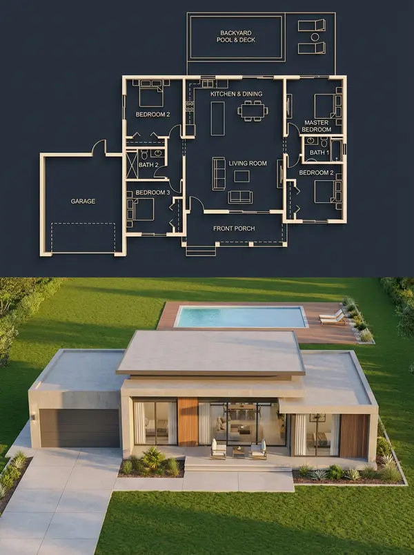 House design Blueprint and 3D render. Nano Banana Pro vs Chat GPT. Who Wins?… — Nano Banana Pro prompt by @craftian_keskin