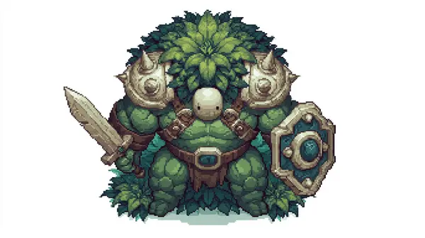 highly-detailed pixel art top-down view directly front facing view of a enemy… — Midjourney prompt by @ProperPrompter
