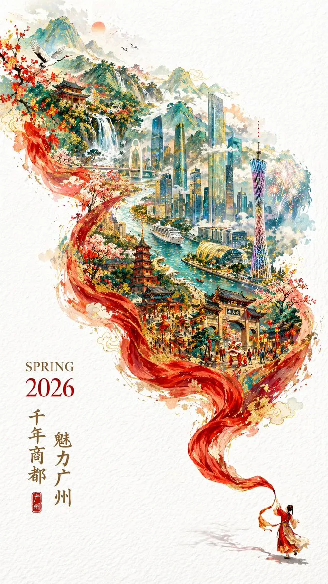 [中文] 一张充满新春喜庆氛围但不失高雅格调的 2026 城市宣传海报。 双重曝光，构图延续了S型的流动感；… — GPT Image 2 prompt by @liyue_ai