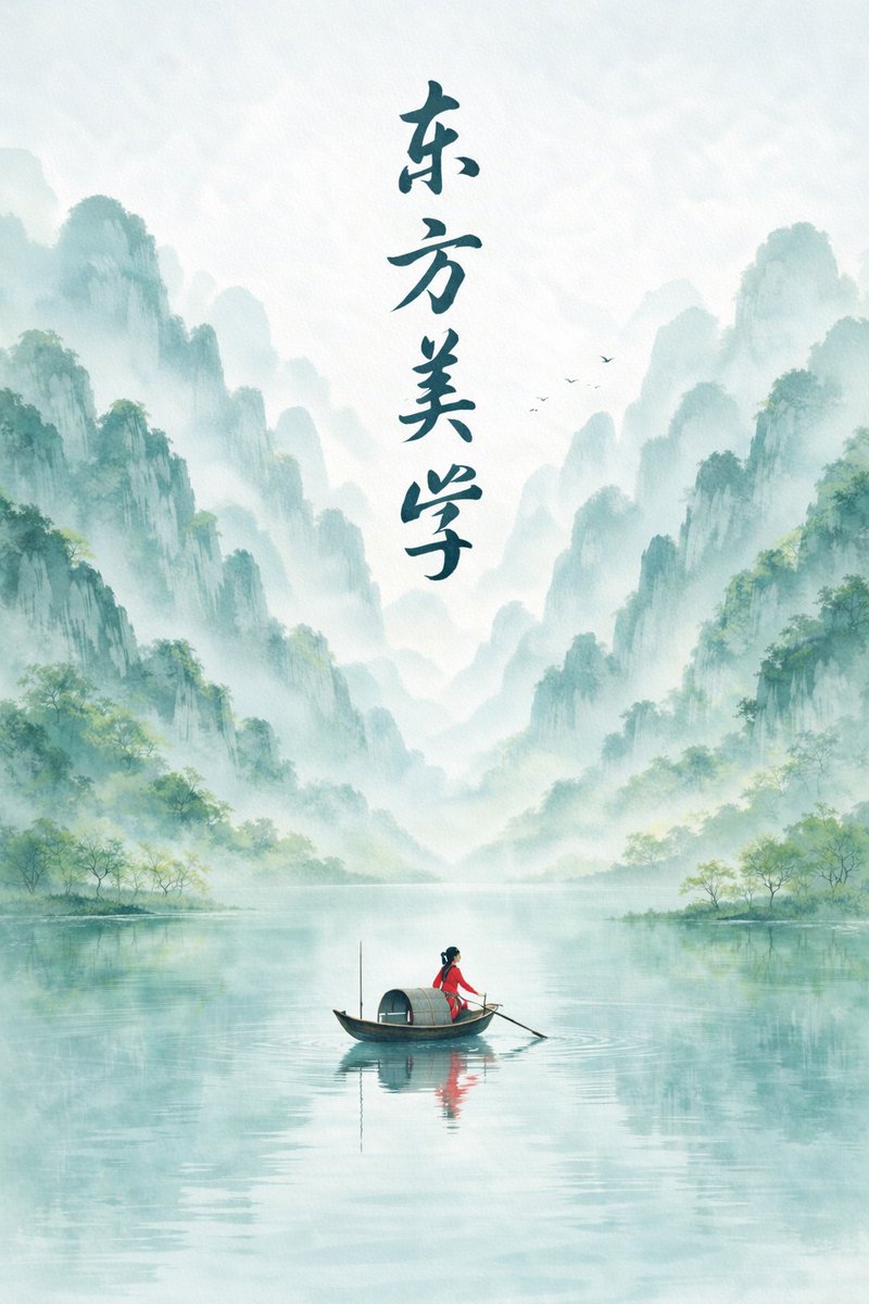 [中文] 新中式水墨山水海报，竖版9:16构图，东方极简美学风格， 大面积留白，整体色调为春日清晨氛围（青绿色、雾蓝、淡灰、浅墨），低饱和、清透柔和，高级质感。… — AI-generated image by @liyue_ai using GPT Image 2