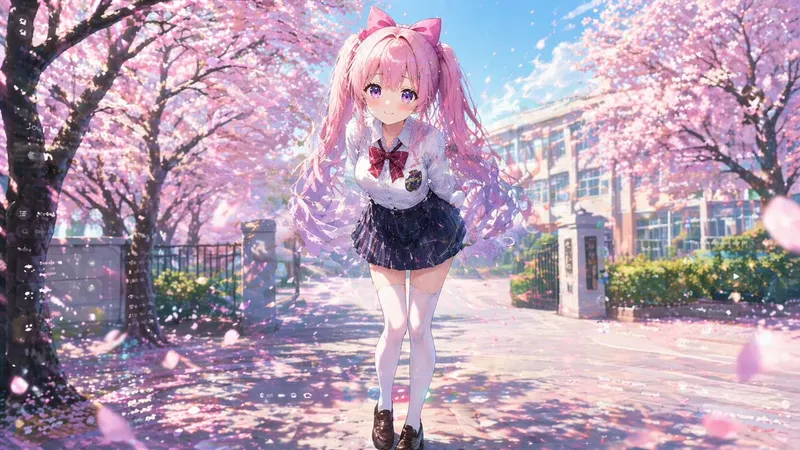 [中文] 生成一张高质量二次元美少女图片。 角色设定： - 年龄：17岁 - 发型：双马尾，颜色：樱花粉，发梢带点渐变紫色 -… — GPT Image 2 prompt by @joshesye