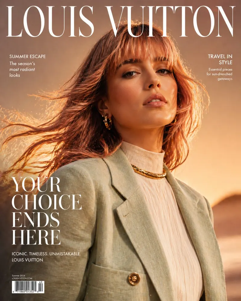 Ultra high-fashion magazine cover, Louis Vuitton-style editorial. Close-up… — GPT Image 2 prompt by @SPEEDAI07
