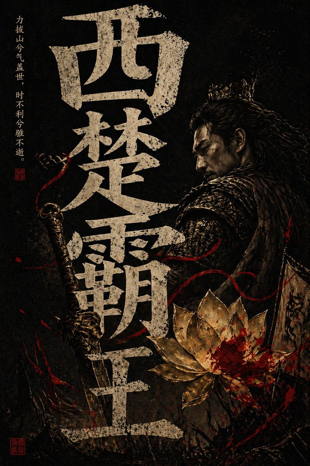 竖版国风暗黑海报，黑色纯背景，中央巨大的中文标题字，占据画面大部分空间，字体为粗粝做旧的米白色石刻/旧纸质感，带明显颗粒、磨损、裂痕与噪点；整体构图层次丰富，强… — AI-generated image by @stellimbris using GPT Image 2