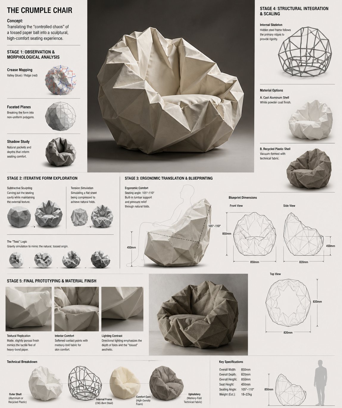 Design Concept: The Crumple Chair Core Philosophy: Translating the "controlled… — AI-generated image by @ShamsAmin56 using GPT Image 2