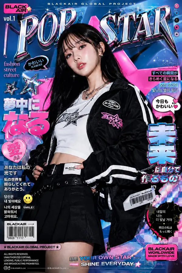 Ultra-stylized high-fashion editorial poster of a confident young Asian female… — Nano Banana Pro prompt by @MissDelulu9