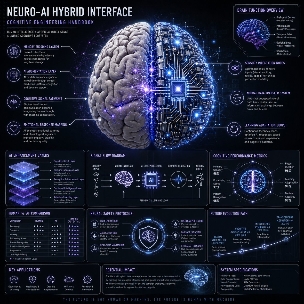 Create a premium square “neuro-AI hybrid system infographic” designed as a… — AI-generated image by @YaZoraiz using GPT Image 2
