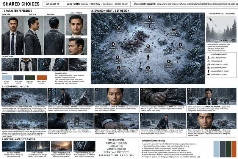 Cinematic Survival Thriller Storyboard Prompt Create a premium cinematic… — GPT Image 2 prompt by @zulkarnaimx