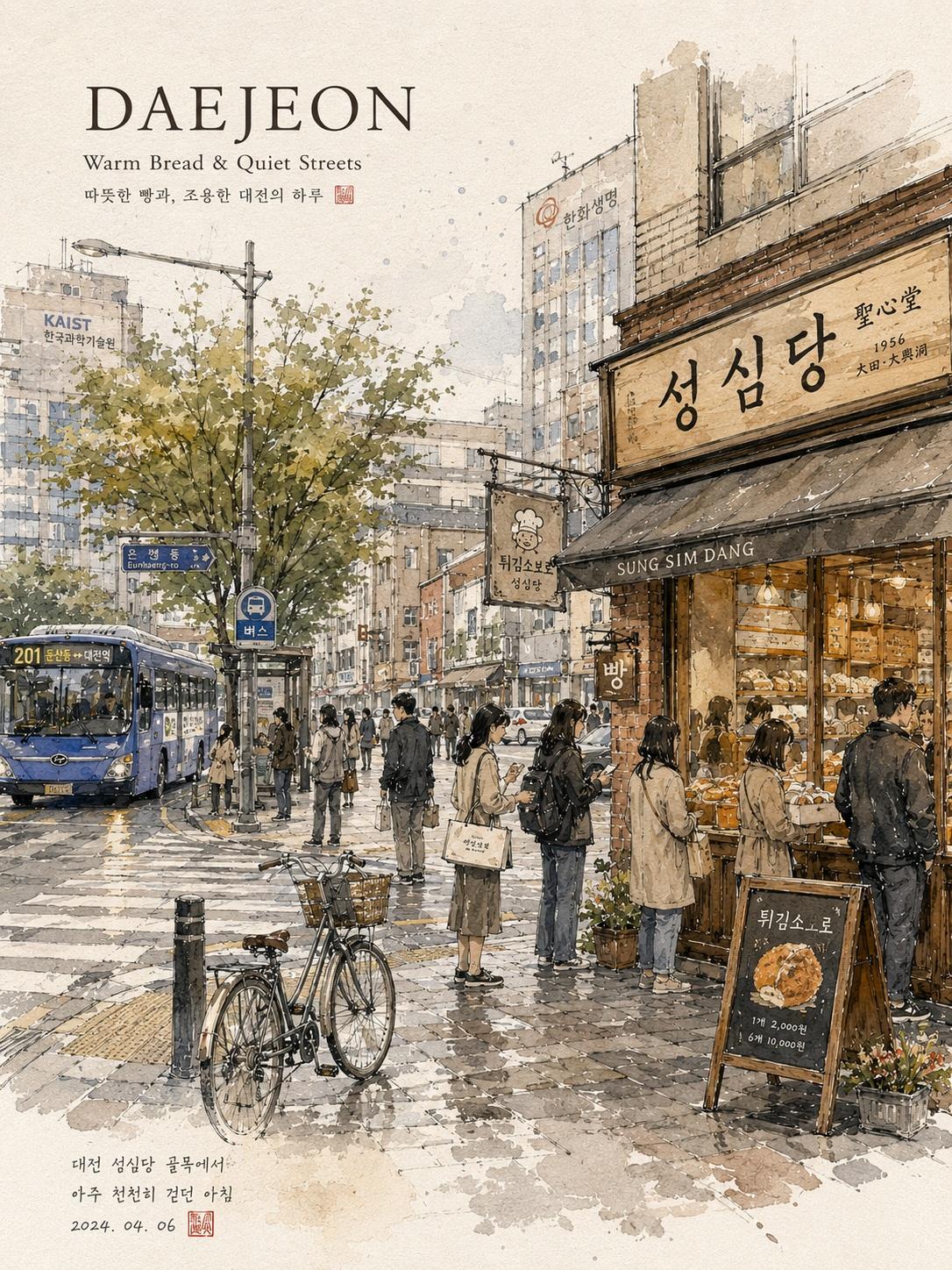 Dreamy watercolor travel illustration of a peaceful Korean city street,… — AI-generated image by @Taaruk_ using GPT Image 2