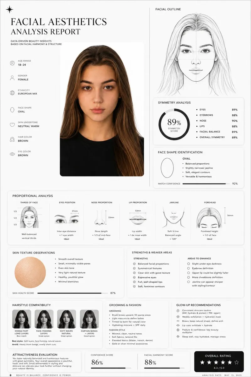 Create a clean, minimal, luxury-style facial aesthetics analysis report based… — GPT Image 2 prompt by @saniaspeaks_