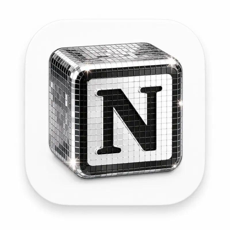 为【品牌名】生成一个高级 3D App 图标，圆角方形底板，玻璃与金属铬材质，迪斯科球镜面马赛克小方块质感，闪亮高光，柔和工作室灯光，干净极简背景，高端产品图标… — GPT Image 2 prompt by @vista8