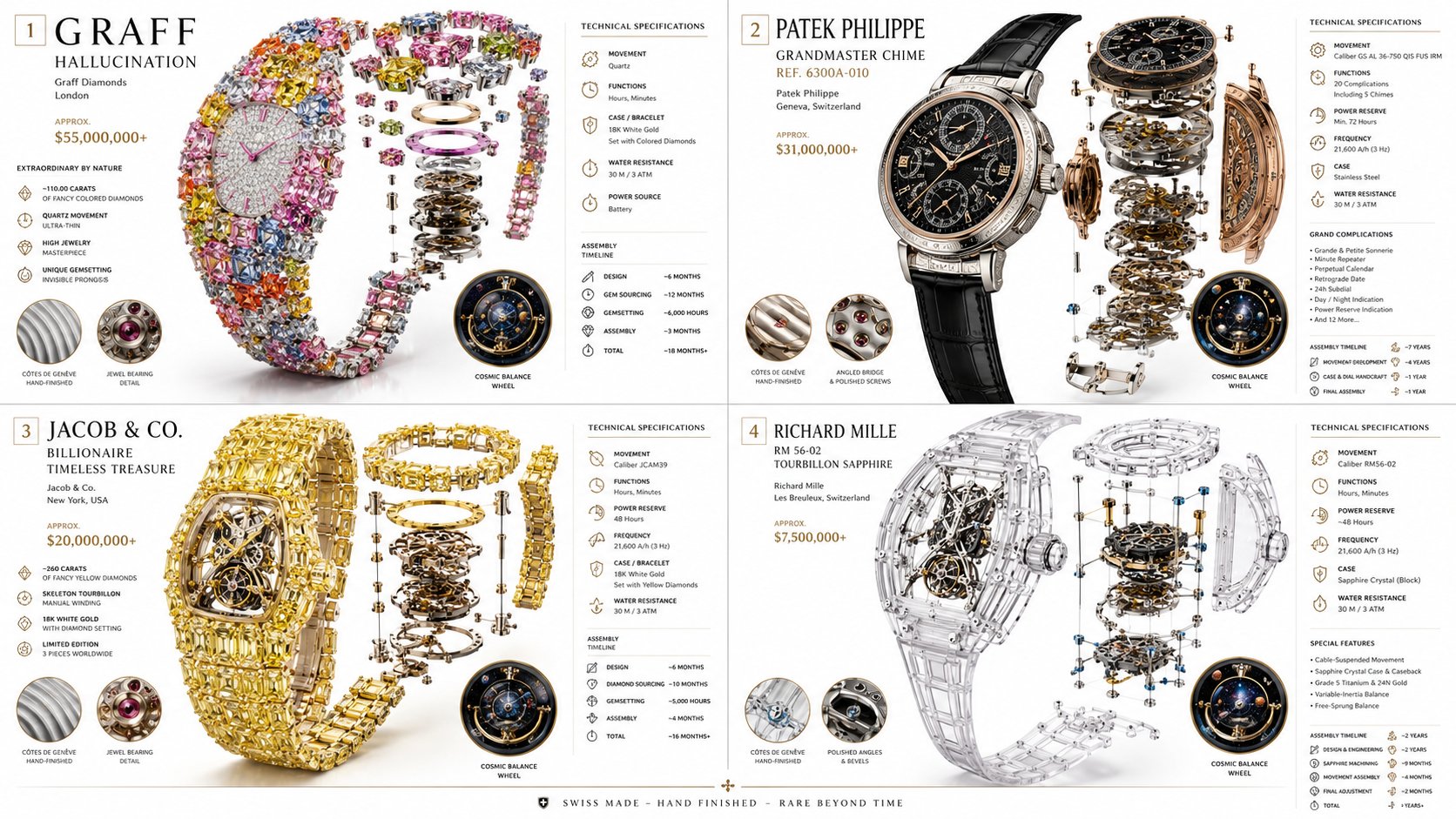 2x2 grid 16:9, do this for 4 most expensive strangest watches ever made: class… — AI-generated image by @Gdgtify using GPT Image 2