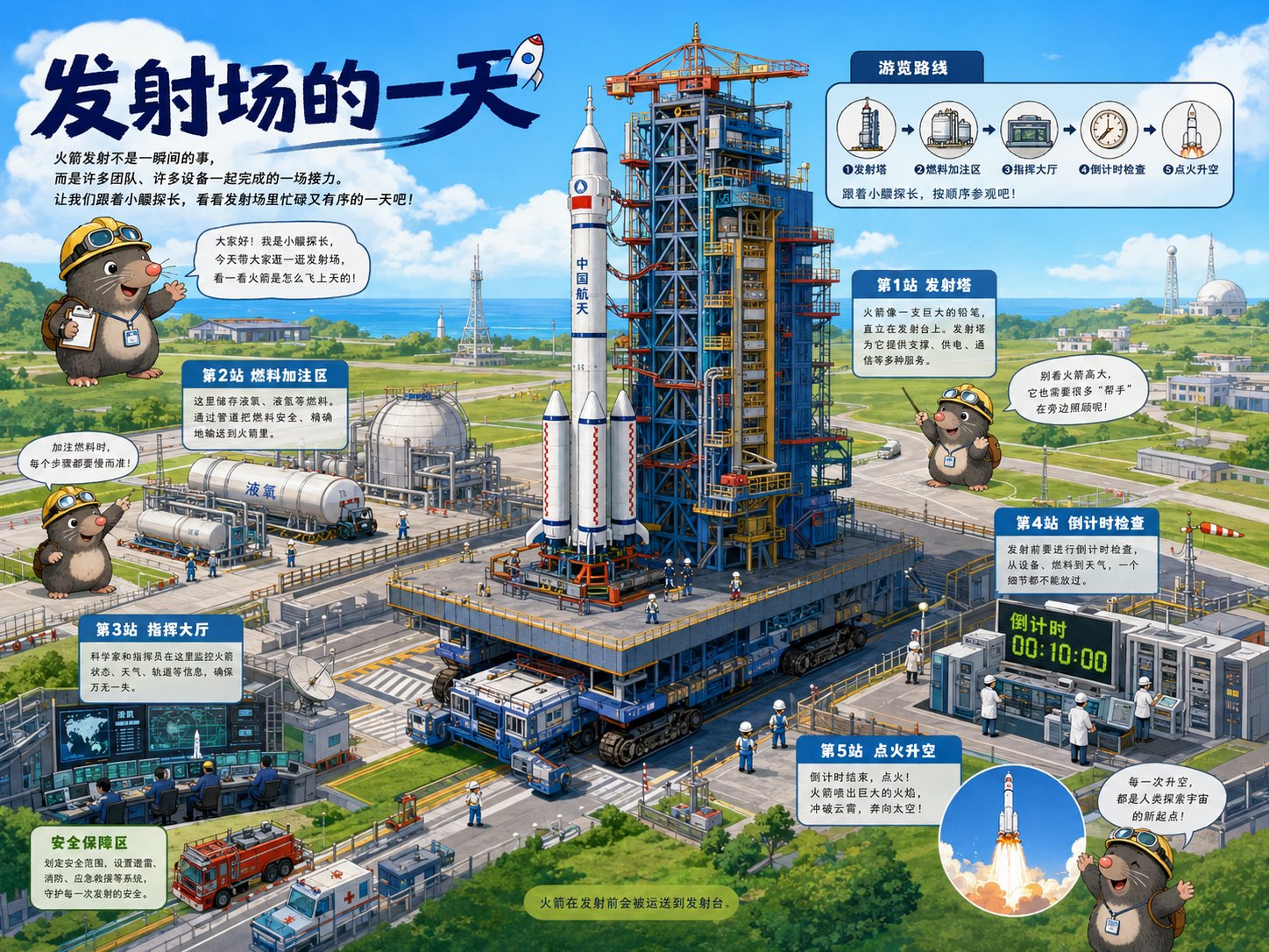 《导览式科普绘本》提示词： 请根据【主题】创作一张高完成度的「导览式科普绘本」风格插画。 这是一张结合“大型场景主视觉 + 导览路线 + 可爱导览 IP +… — AI-generated image by @MrLarus using GPT Image 2