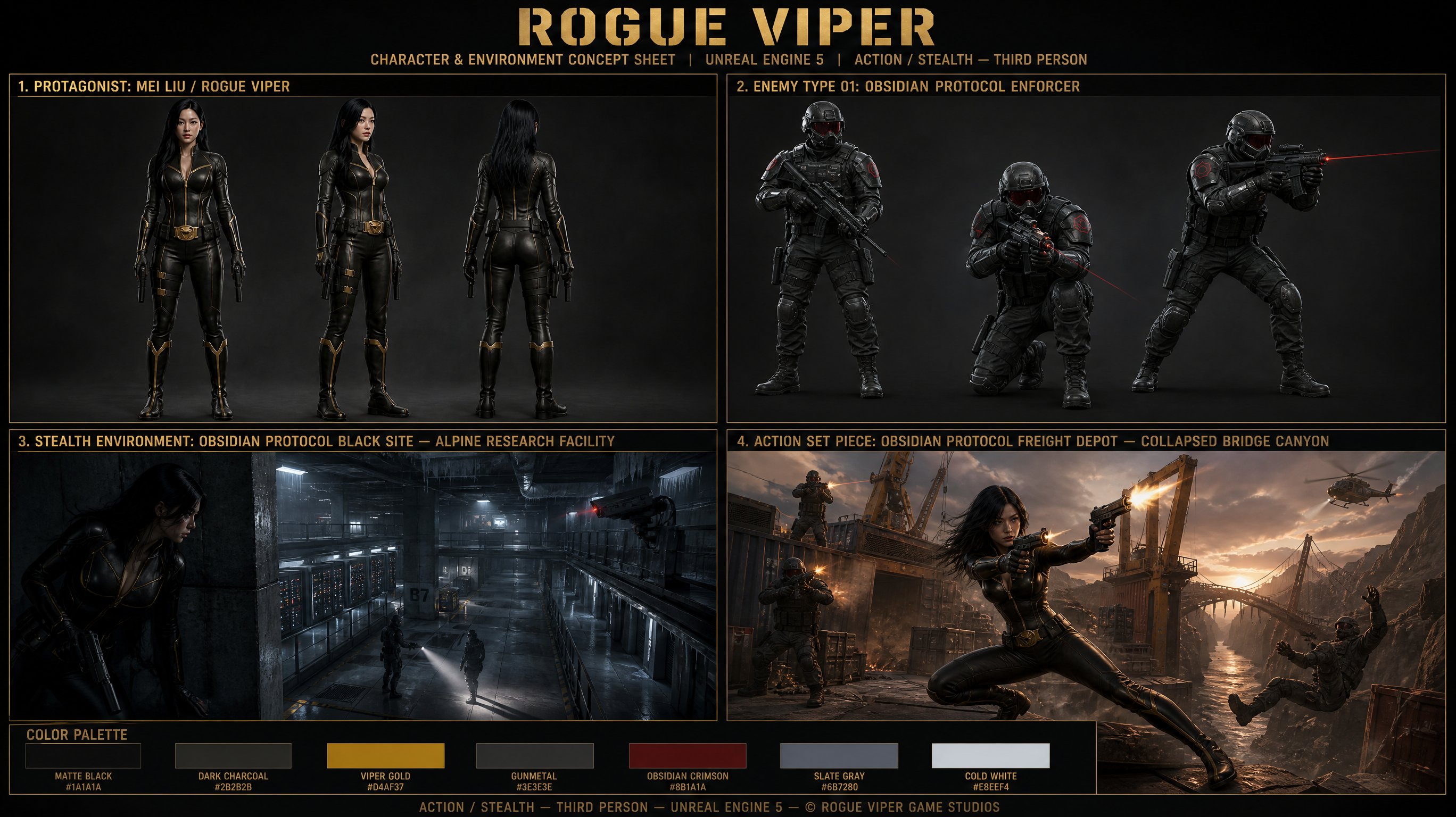 **ROGUE VIPER — VIDEO GAME CONCEPT ART SHEET PROMPT** --- Official AAA video… — AI-generated image by @KimAkiyama81 using GPT Image 2