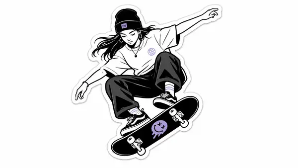 Minimal monochrome sticker illustration of [SUBJECT], bold black outlines, tiny… — AI Model prompt by @aleenaamiir