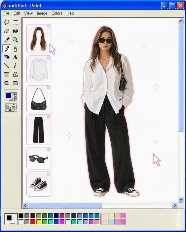 Transform the uploaded image into a retro Windows MS Paint outfit-builder… — GPT Image 2 prompt by @saniaspeaks_