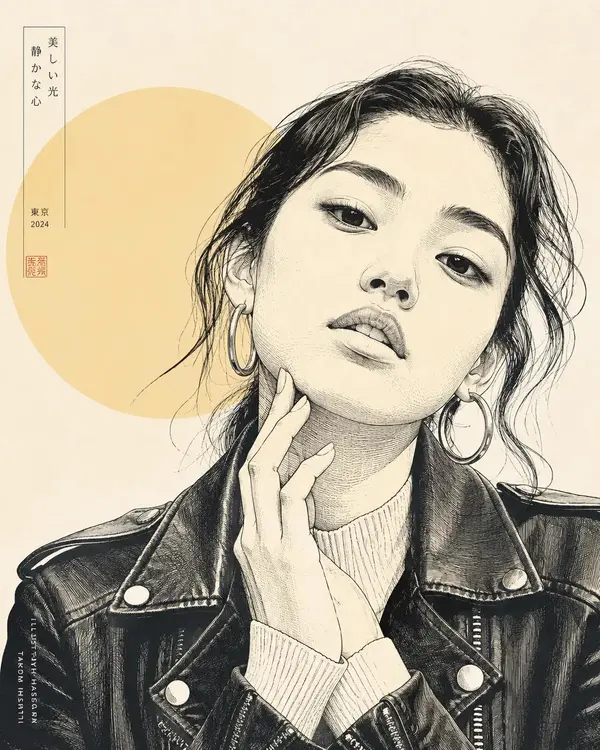 Transform the person in the photo into Contemporary Japanese line-art… — GPT Image 2 prompt by @oggii_0
