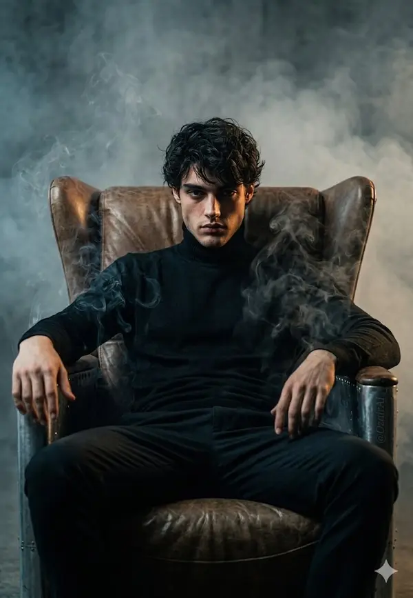 Use the exact same face from the reference image and generate a man sitting in… — Nano Banana 2 prompt by @Ozayrr_irl