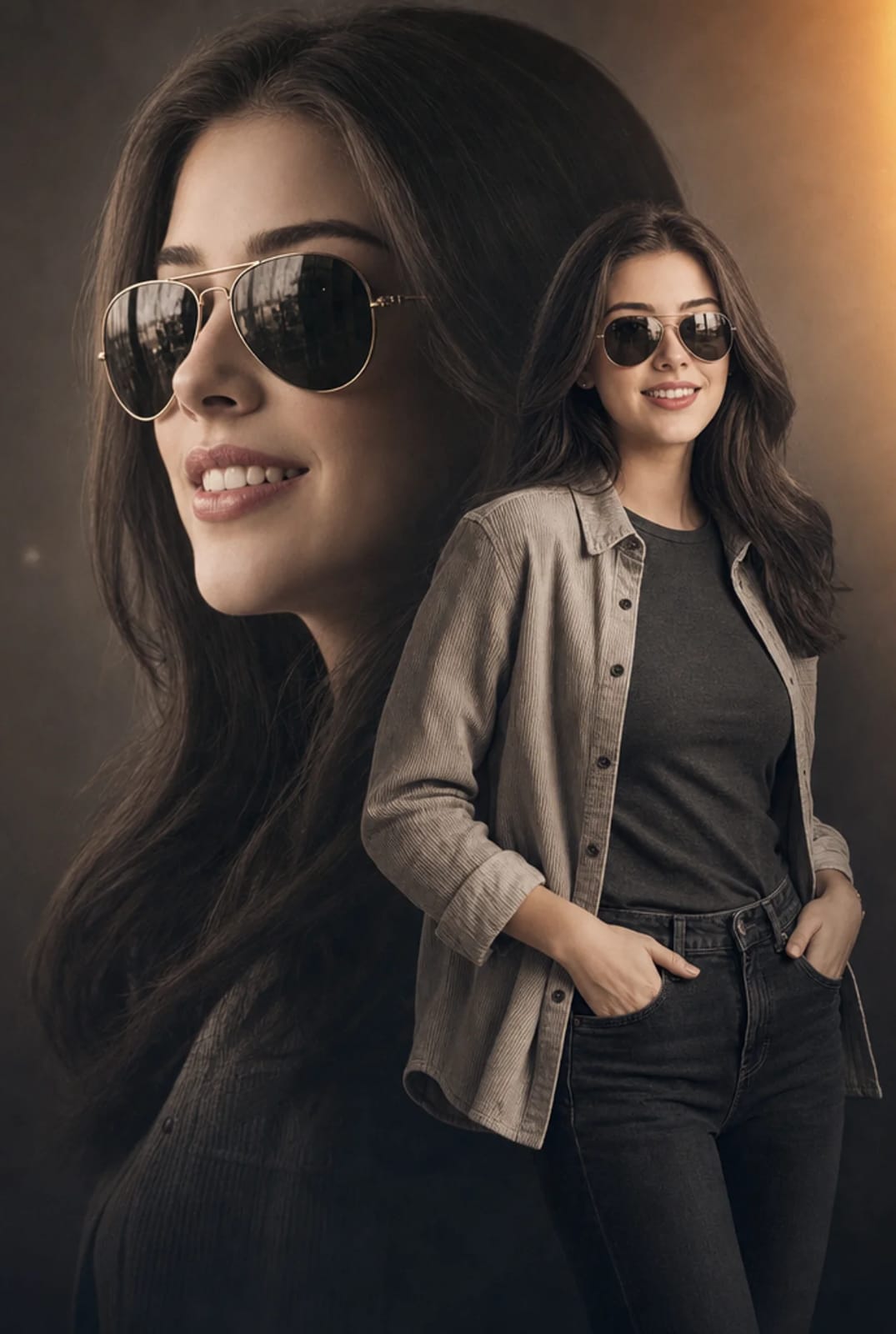 A cinematic double-exposure fashion portrait featuring a woman with the… — AI-generated image by @Anaya_Ai12 using GPT Image 2