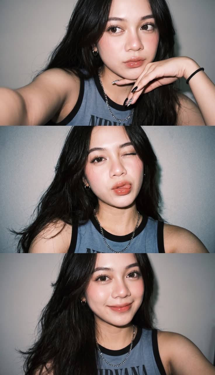 Ultra-realistic Gen Z selfie photo collage, three vertical smartphone flash… — AI-generated image by @Sairah_0 using GPT Image 2