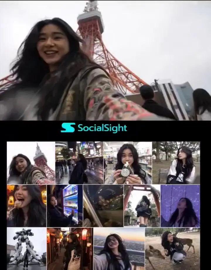 Generate image of young female travel vlogger exploring Tokyo across multiple… — GPT Image 2 prompt by @AIwithSynthia