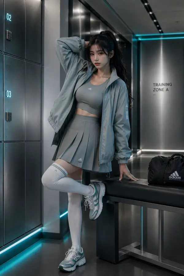 Luxury athleisure fashion campaign featuring a stunning young East Asian female… — GPT Image 2 prompt by @john_my07
