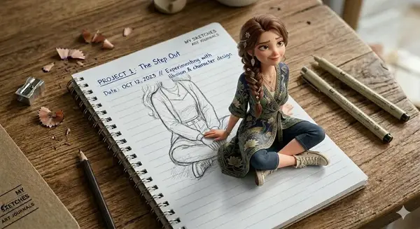 A creative 3D illusion artwork featuring a cute young girl emerging from a… — GPT Image 2 prompt by @iamaiistudio