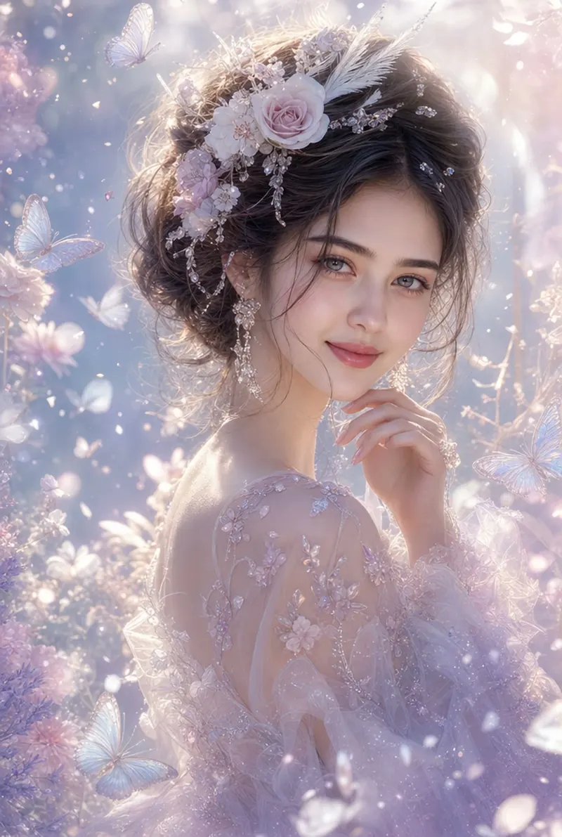 Ultra-realistic ethereal fantasy portrait of a breathtaking young woman with… — GPT Image 2 prompt by @HaniaAi12