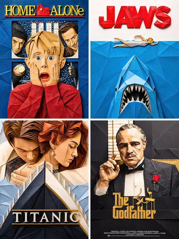 Transform this movie poster into origami paper craft. Every compositional… — GPT Image 2 prompt by @TechieBySA