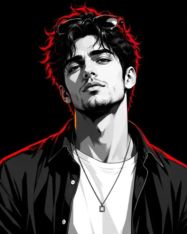 Ultra-stylized monochrome portrait illustration of a confident young man/woman,… — GPT Image 2 prompt by @ChillaiKalan__