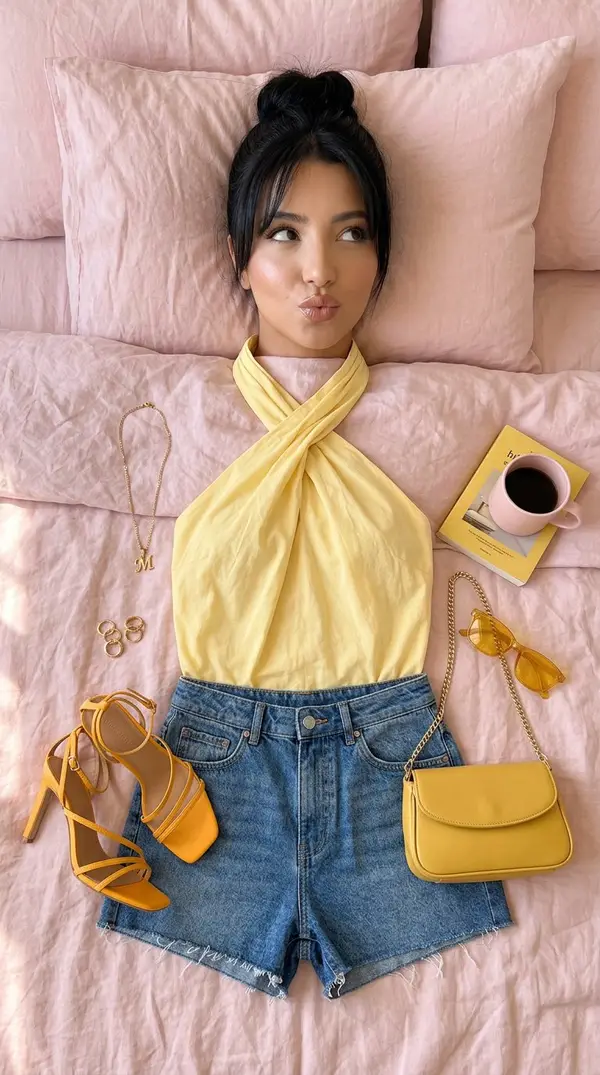 A flat-lay overhead "outfit of the day" editorial composition, shot straight… — Nano Banana 2 prompt by @astronomerozge1