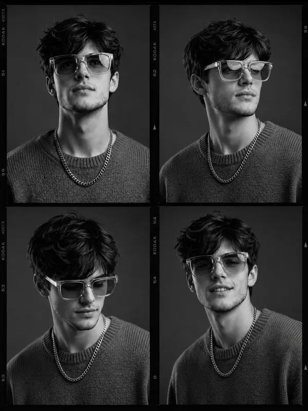 Black-and-white fashion casting contact sheet of [HUMAN] with [HAIR], arranged… — GPT Image 2 prompt by @harboriis