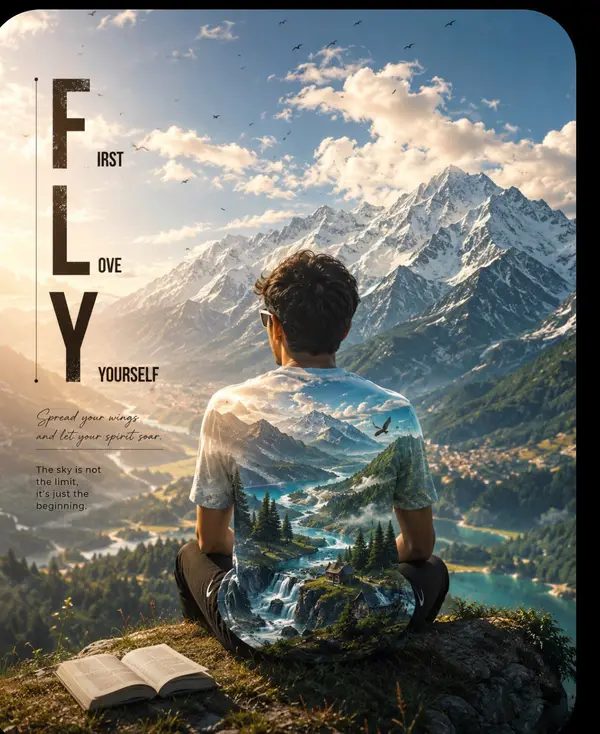 Epic motivational double-exposure digital artwork. A young man(same as in… — GPT Image 2 prompt by @im_shahid7