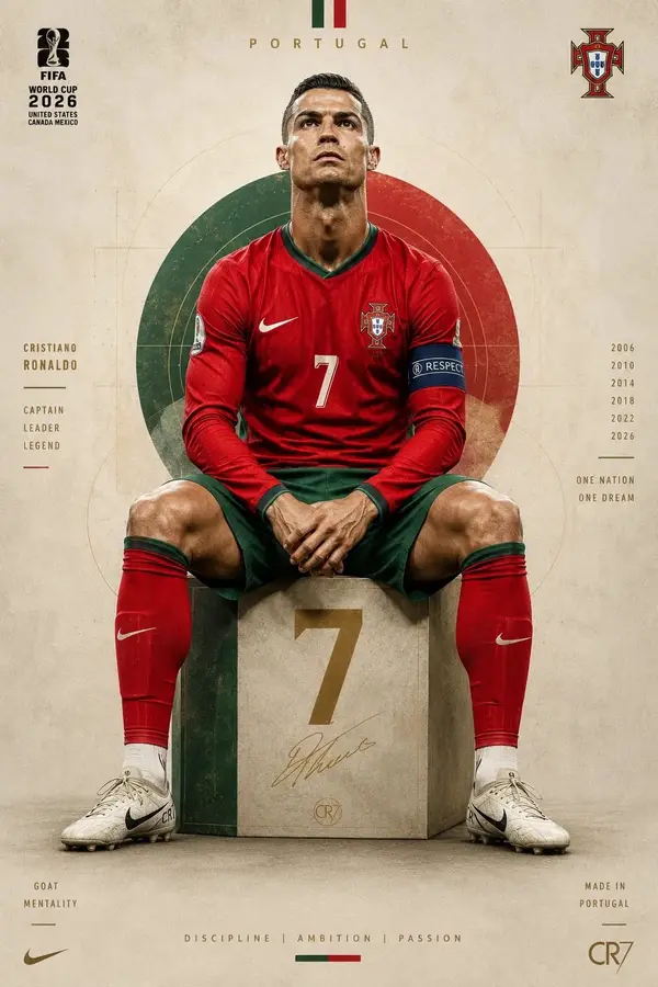 Ultra-detailed football portrait poster of a legendary Portuguese footballer… — GPT Image 2 prompt by @Naiknelofar788